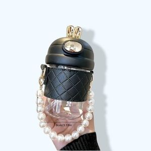 Handheld Drink Tumbler with Attached Straw & Strap